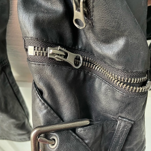 We The Free leather biker jacket with buckle detailing. - Picture 9 of 9